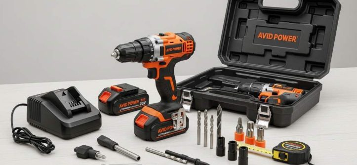 AVID POWER 20V cordless drill kit with battery charger and carrying case for DIY home projects