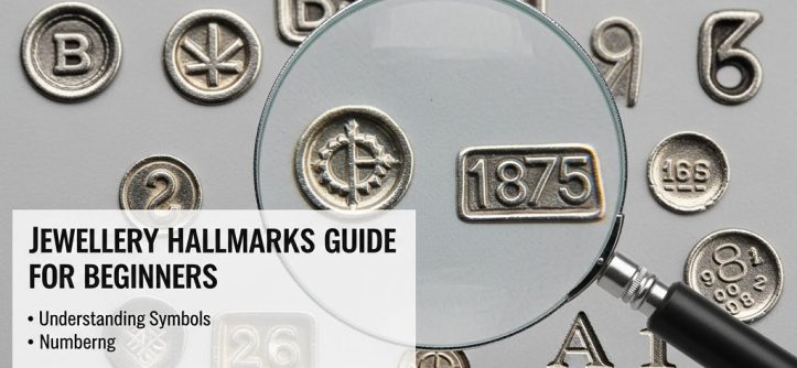 Close-up image of gold ring stamps showing jewellery hallmarks