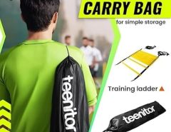 Athlete performing speed and footwork exercises on Teenitor ladder.