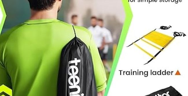 Athlete performing speed and footwork exercises on Teenitor ladder.