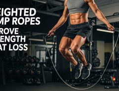 Person performing heavy jump rope workout for strength training